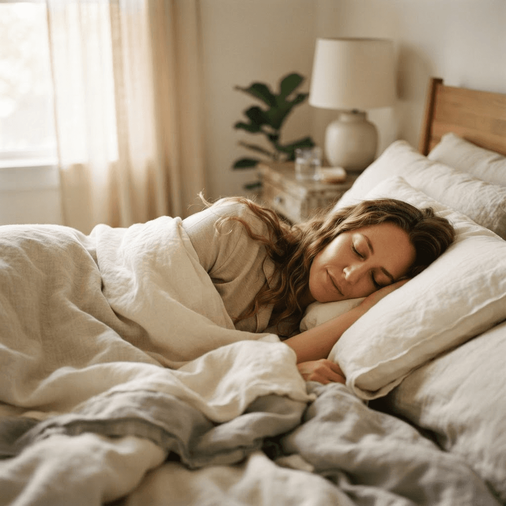 Person sleeping peacefully and well-rested