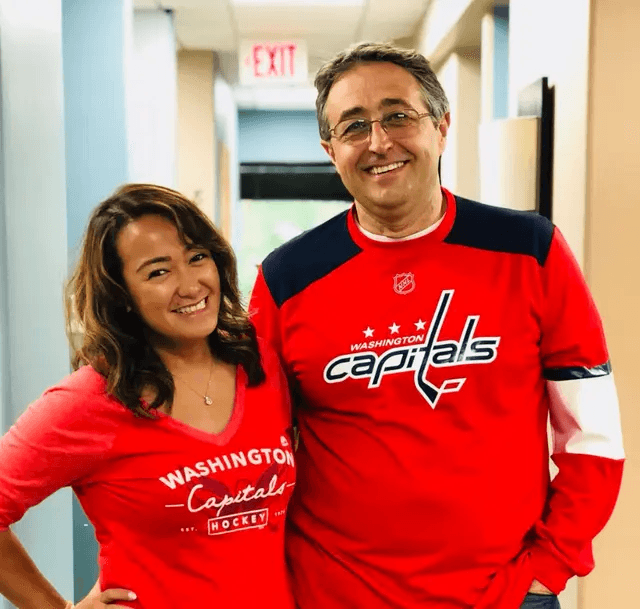 Fairfax Advanced Dentistry team members celebrating Washington Capitals spirit day